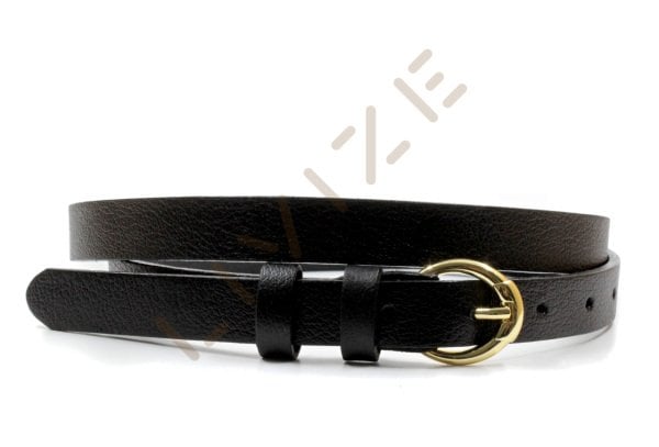 Hakiki Deri Kavisli Sarı Tokalı 2cm Kadın Kemeri