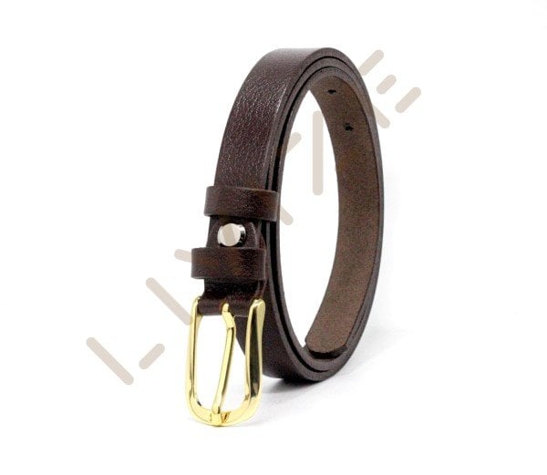 Hakiki Deri Uzun Sarı Tokalı 2cm Kadın Kemeri