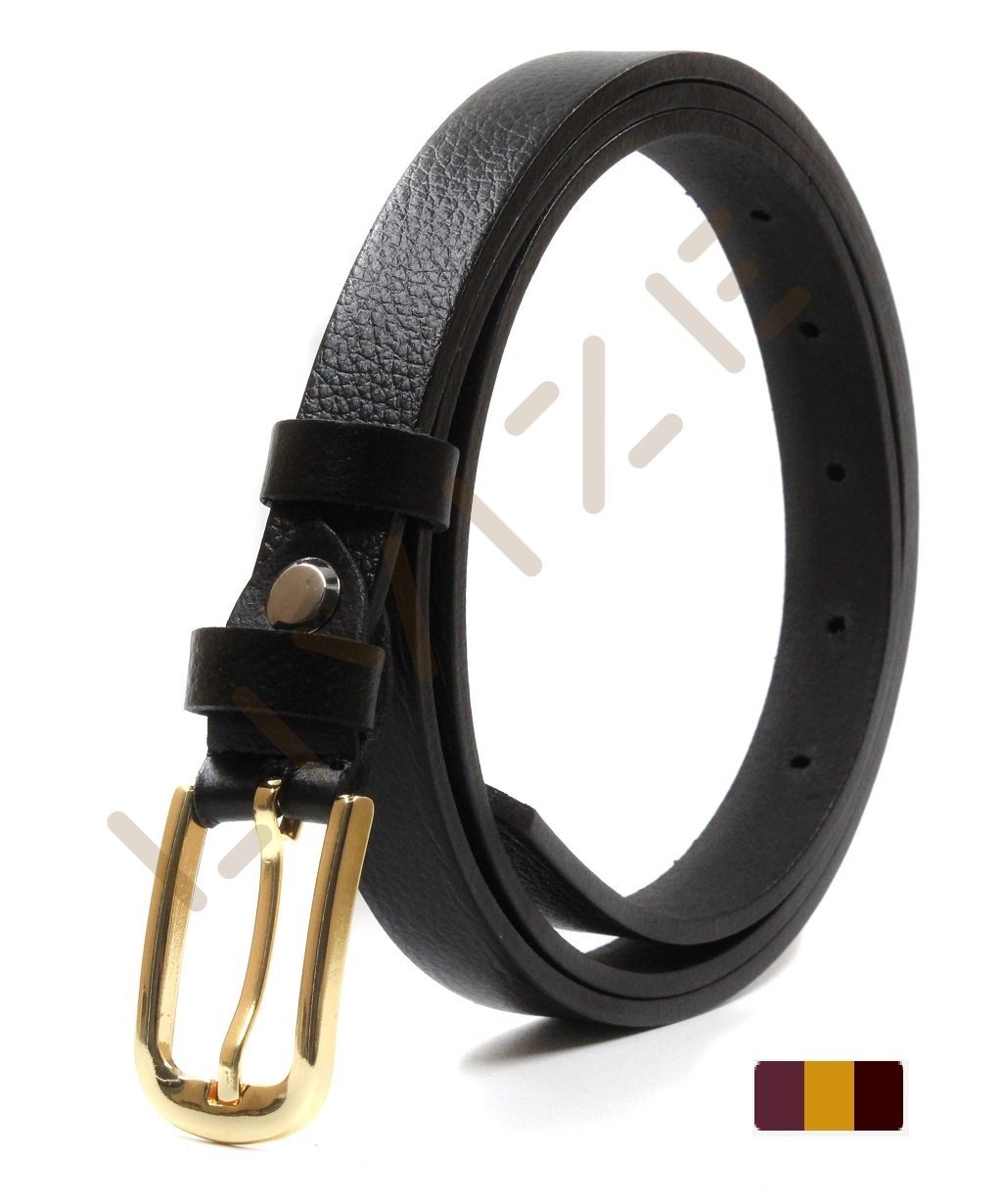 Hakiki Deri Uzun Sarı Tokalı 2cm Kadın Kemeri