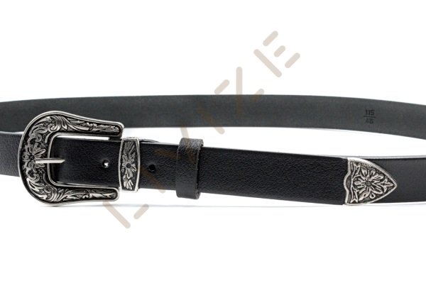 Hakiki Deri Desenli Antresit Tokalı 2,5cm Kadın Kemeri