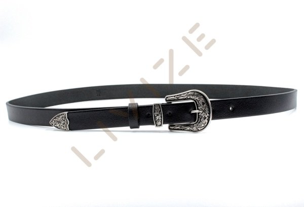 Hakiki Deri Desenli Antresit Tokalı 2,5cm Kadın Kemeri