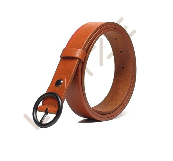 Hakiki Deri Yuvarlak Siyah Tokalı 3cm Kadın Kemeri