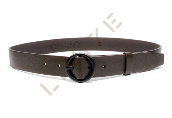 Hakiki Deri Yuvarlak Siyah Tokalı 3cm Kadın Kemeri