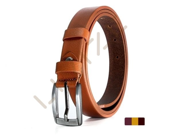 Hakiki Deri Düz Gri Tokalı 2,5cm Kadın Kemeri