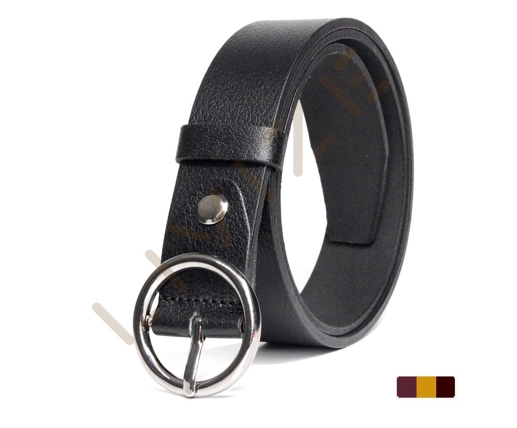 Hakiki Deri Yuvarlak Gümüş Tokalı 3cm Kadın Kemeri