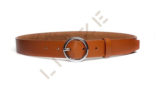 Hakiki Deri Yuvarlak Gümüş Tokalı 3cm Kadın Kemeri