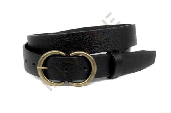 2'Li Hakiki Deri Antik Sarı Tokalı 3cm Siyah/Kahverengi Kadın Kemeri