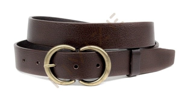 2'Li Hakiki Deri Antik Sarı Tokalı 3cm Siyah/Kahverengi Kadın Kemeri