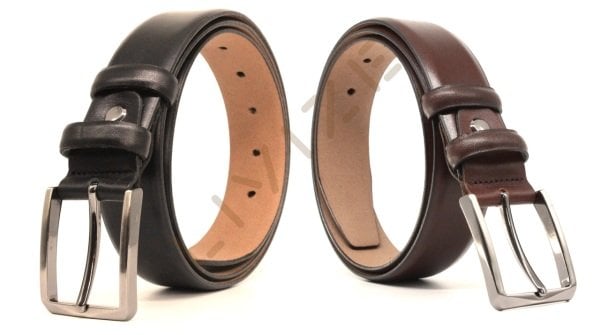 2'Li Hakiki Deri Klasik 3,5cm Siyah/Kahverengi Erkek Kemeri - Çift Kat Derili