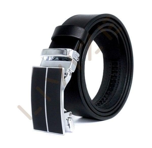 Hakiki Deri Otomatik Çizgili Tokalı 3,5cm Erkek Kemeri