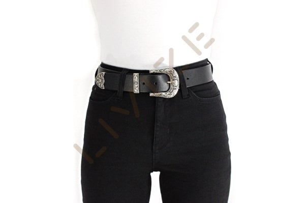 Hakiki Deri Desenli Gümüş Tokalı 4cm Kadın Kemeri