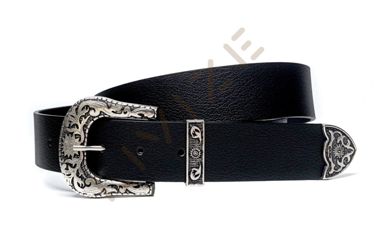 Hakiki Deri Desenli Gümüş Tokalı 4cm Kadın Kemeri