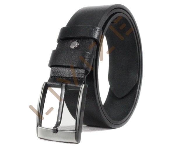2'Li Hakiki Deri 4,5cm Siyah/Siyah Kot Kemeri