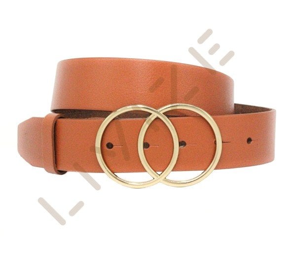 Hakiki Deri Büyük Halka Sarı Tokalı 4cm Kadın Kemeri