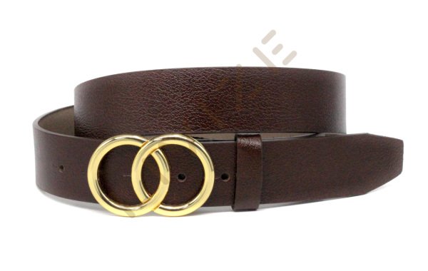 Hakiki Deri Çift Halka Sarı Tokalı 4cm Kadın Kemeri