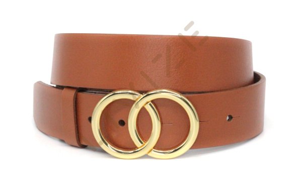 Hakiki Deri Çift Halka Sarı Tokalı 4cm Kadın Kemeri