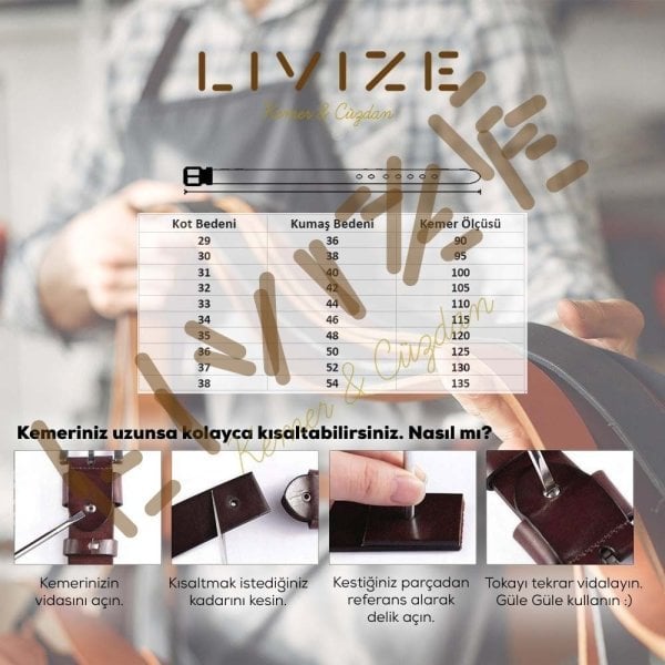 2'Li Hakiki Deri 4,5cm Kahverengi/Kahverengi Kot Kemeri