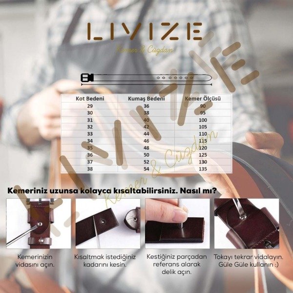 Hakiki Deri Dikişli 4,5cm Kot Kemeri