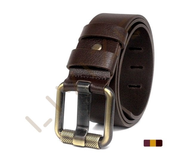 Hakiki Deri Antik Sarı Boru Tokalı 4,5cm Kot Kemeri