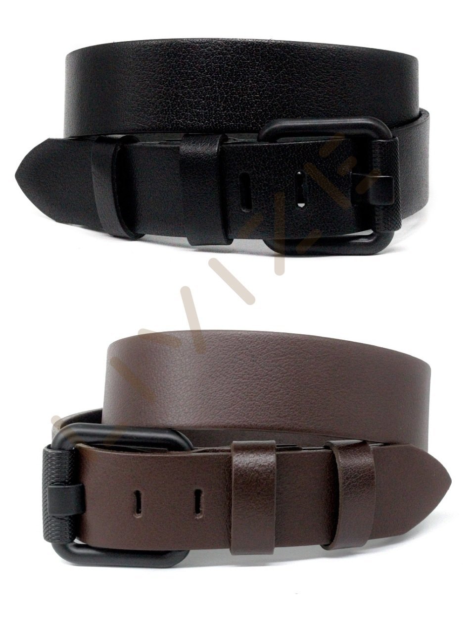 2'Li Hakiki Deri Siyah Boru Tokalı 4,5cm Siyah/Kahverengi Kot Kemeri