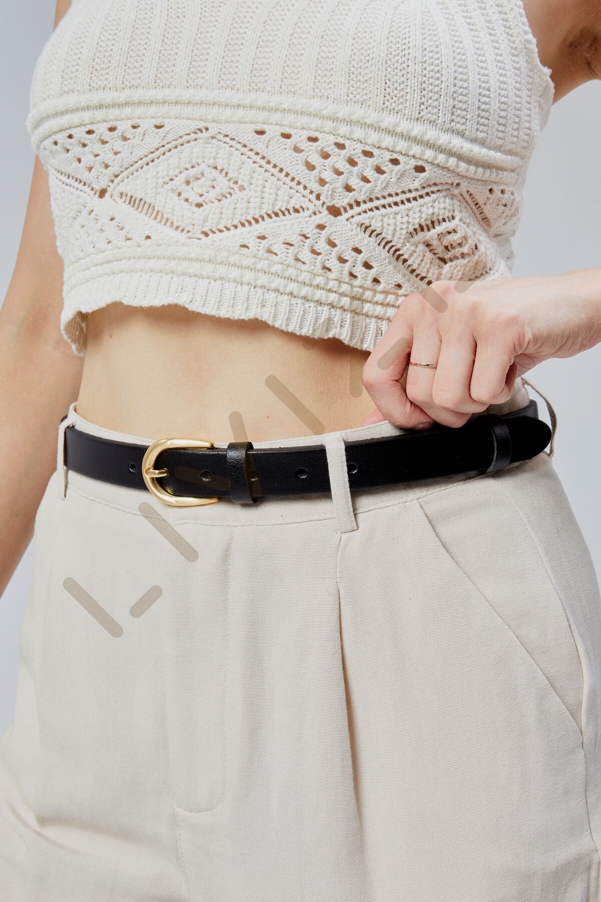 %100 Hakiki Derisi Sarı Toka Kadın Kemeri 2,5 Cm S,yah