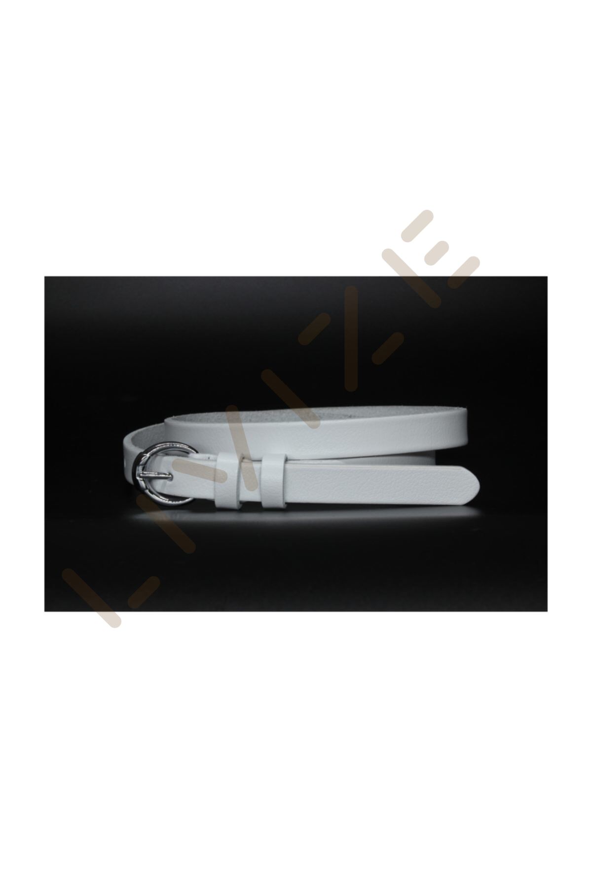 Beyaz Deri Beyaz Kadın Kemeri 2cm Hakiki Deri
