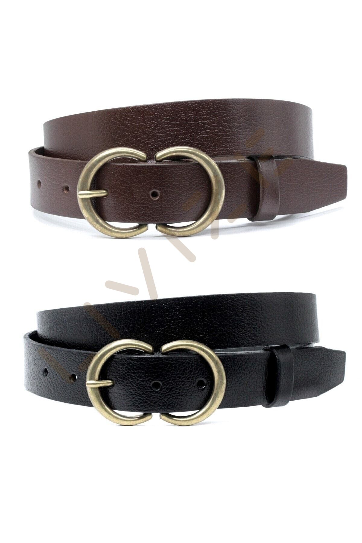 Kadın  Hakiki Deri Kemer 3cm 2'li