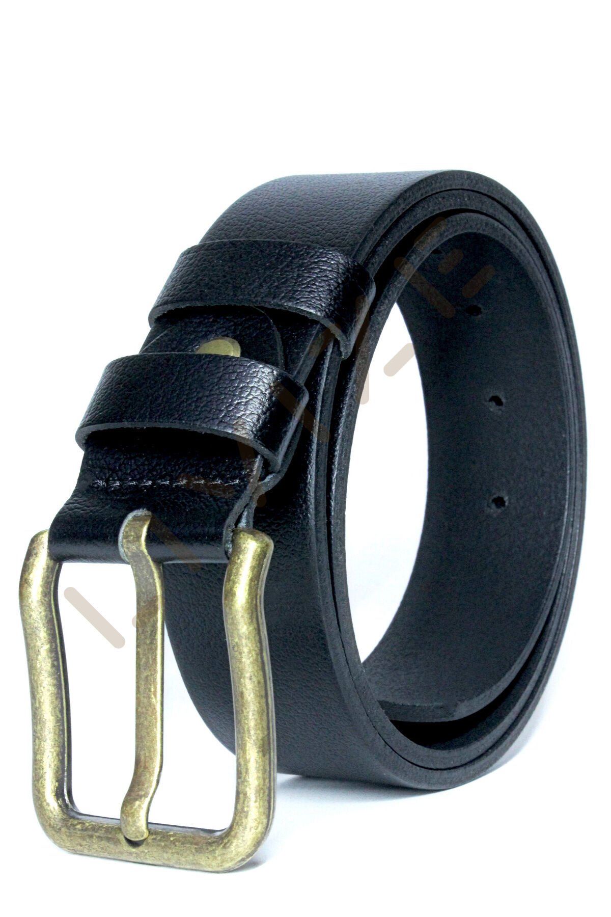 Hakiki Manda Derisi Antik Sarı Tokalı Erkek Kemeri 4 cm