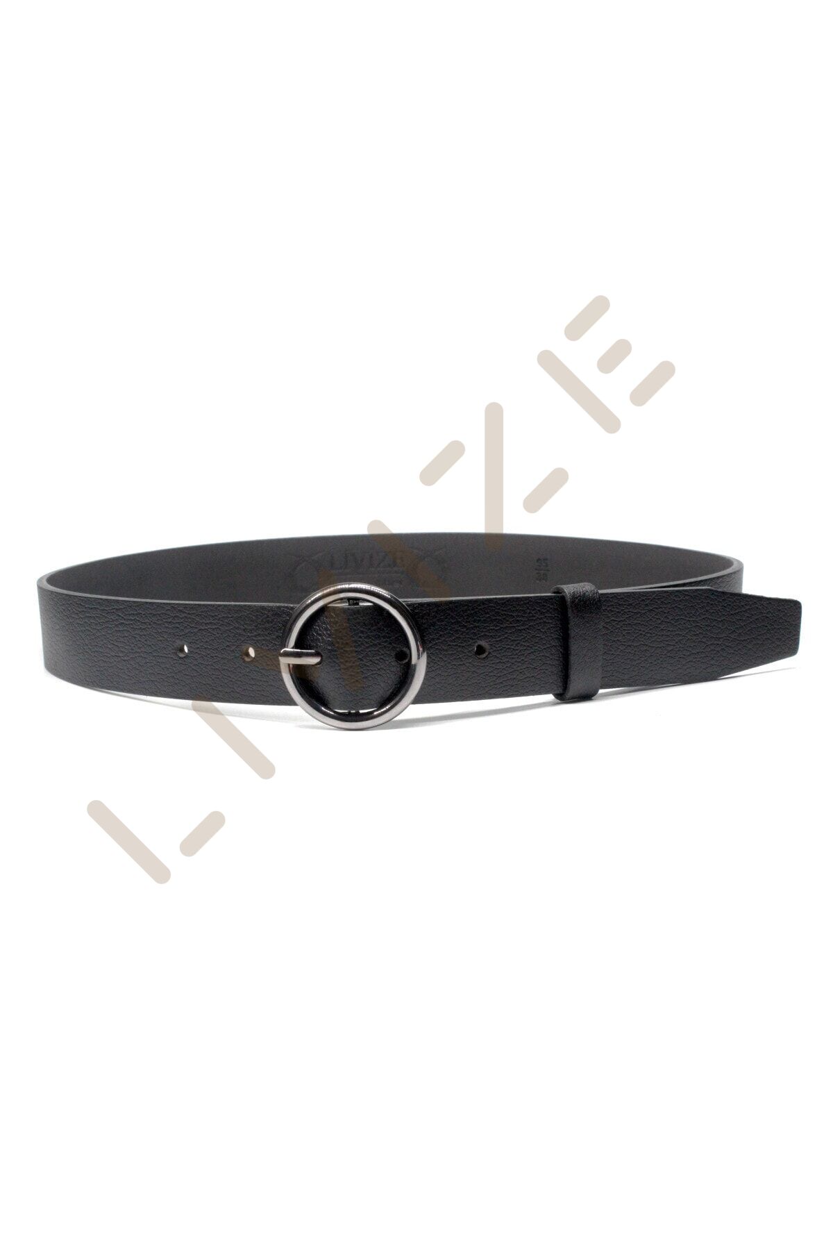 Hakki Deri Yuvarlak Toka Kadın Kemeri 3cm Siyah