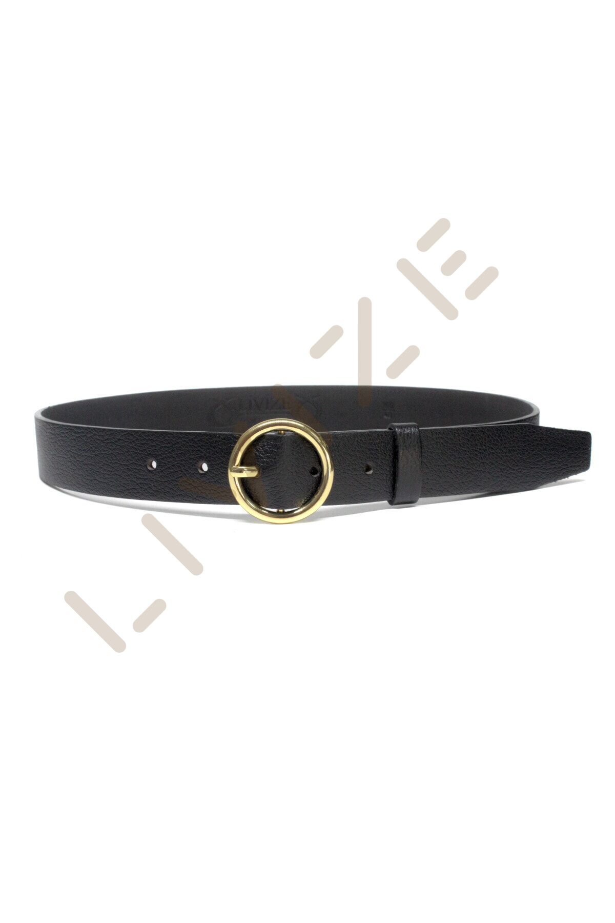 Hakki Deri Yuvarlak Toka Kadın Kemeri 3cm Siyah