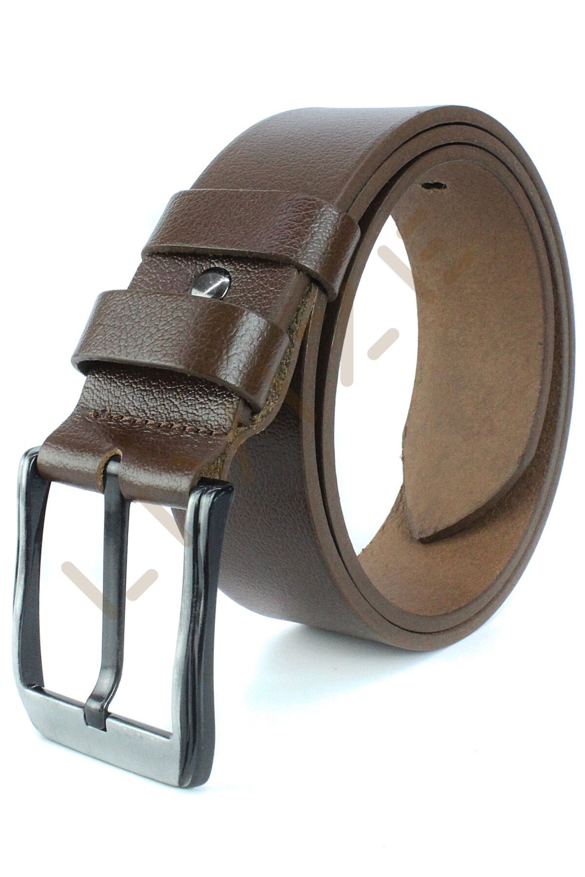 %100 Manda Derisi Erkek Kot Kemeri 4,5 Cm Açık Kahverengi
