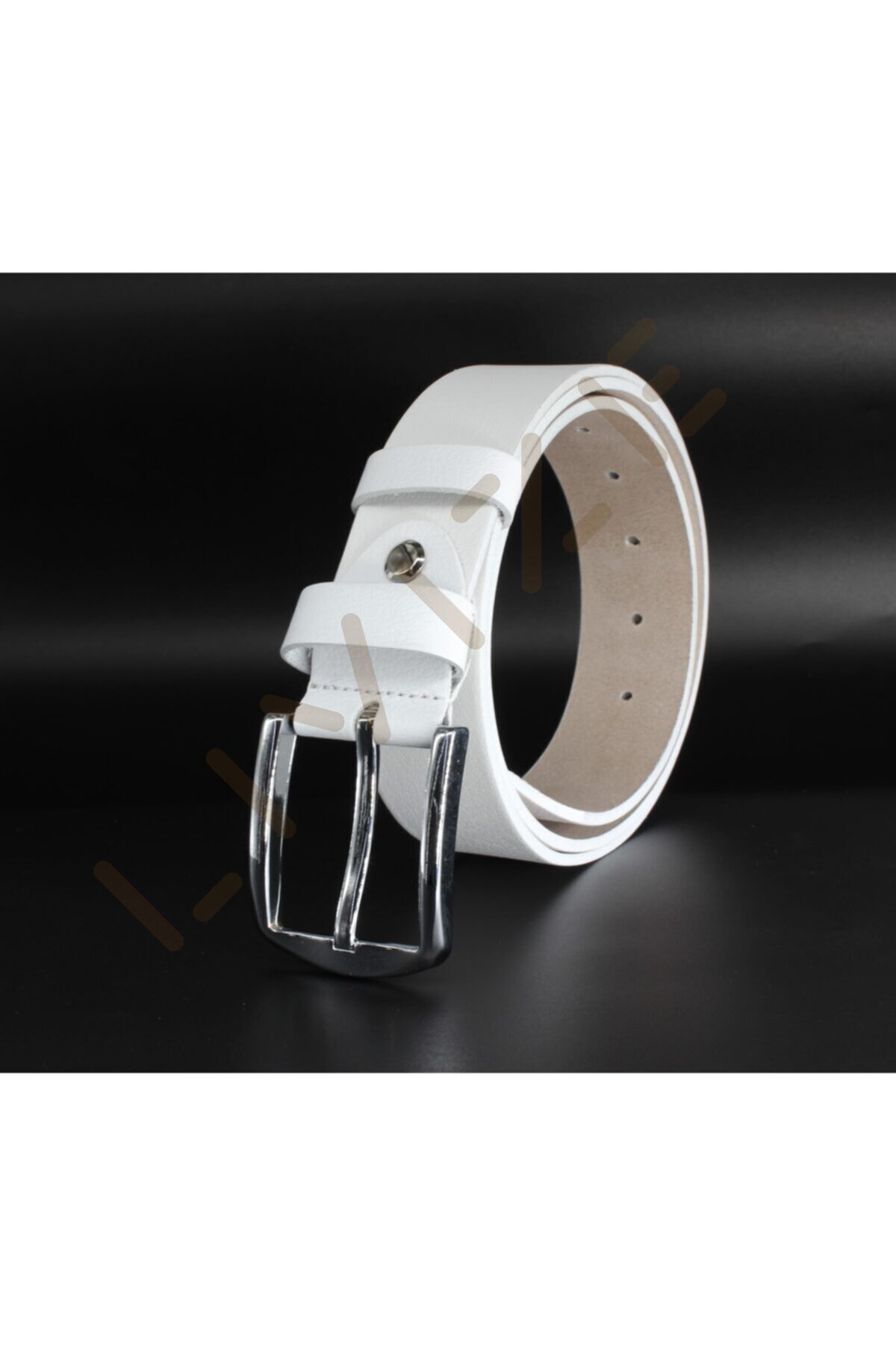 %100 Manda Derisi Klasik Erkek Kemeri 4 Cm Beyaz