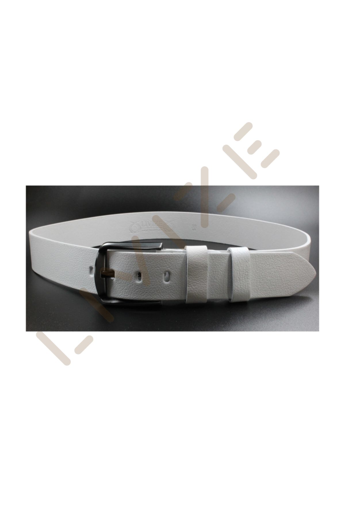 %100 Manda Derisi Erkek Kot Kemeri 4,5 Cm Beyaz