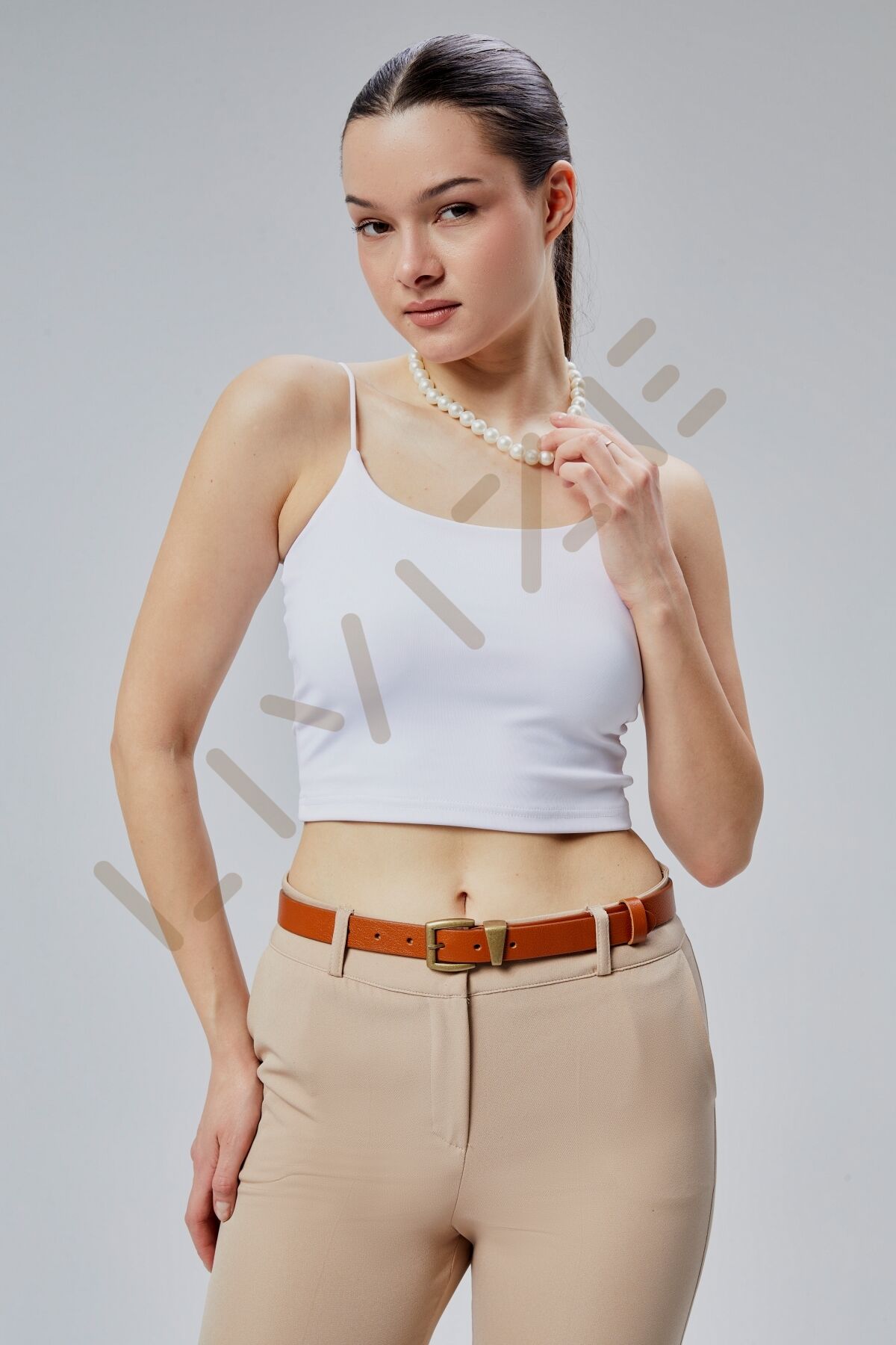 Hakiki Deri Antik Sarı Tokalı Kadın Kemeri 2,5cm Taba