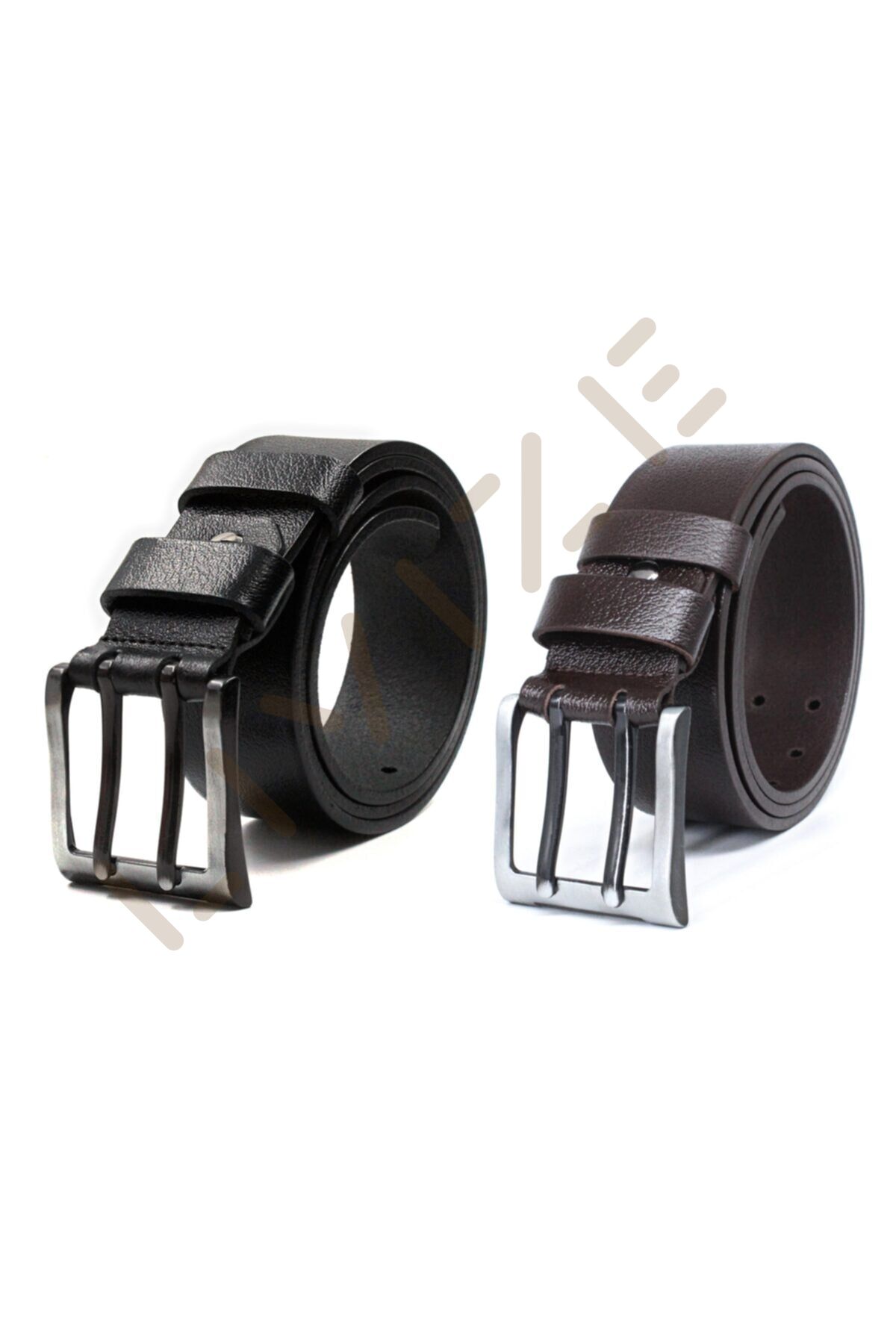 Erkek Siyah - Kahverengi İkili Deri Kot Kemeri