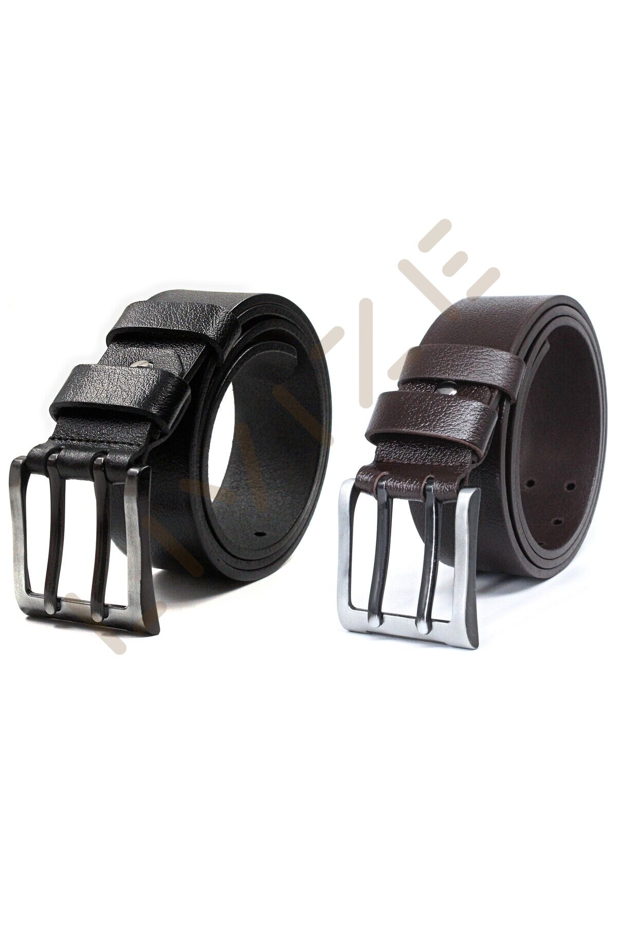 2'Lİ Tek Kat Manda Derisi Erkek Kot Kemeri 4,5cm Siyah Kahverengi