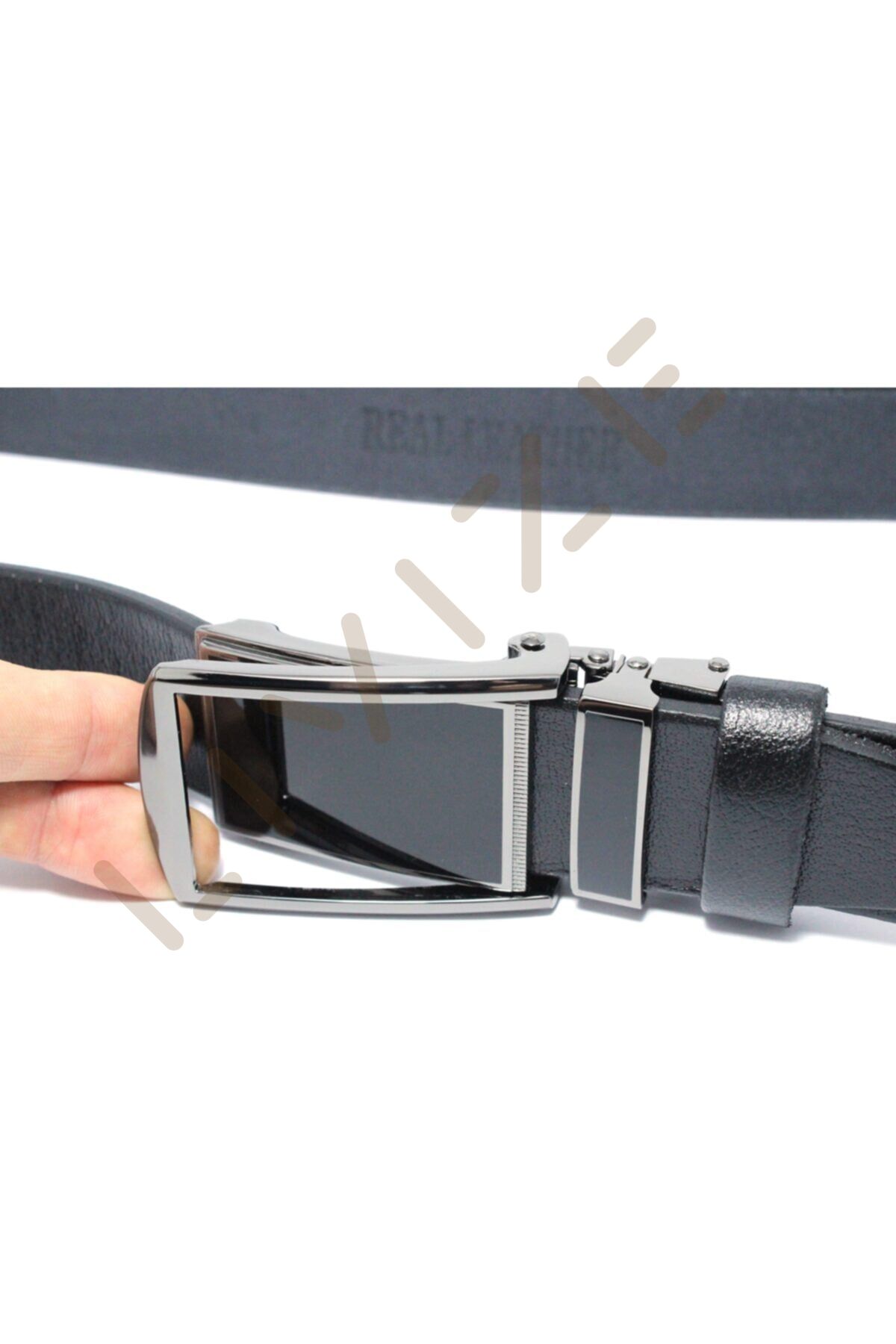 Ithal Otomatik Tokalı Deliksiz Manda Derisi Klasik Erkek Kemeri