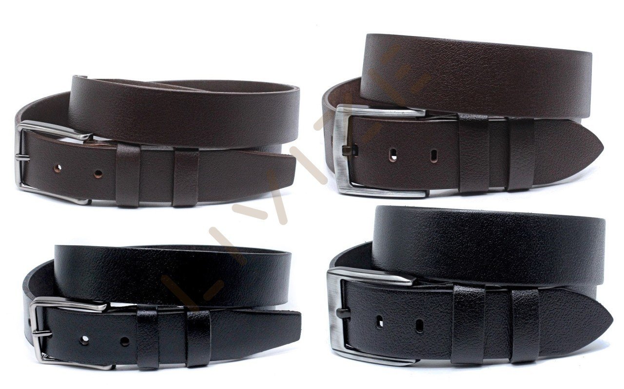 4'Lü Hakiki Deri Siyah/Kahverengi Klasik-Kot Kemeri