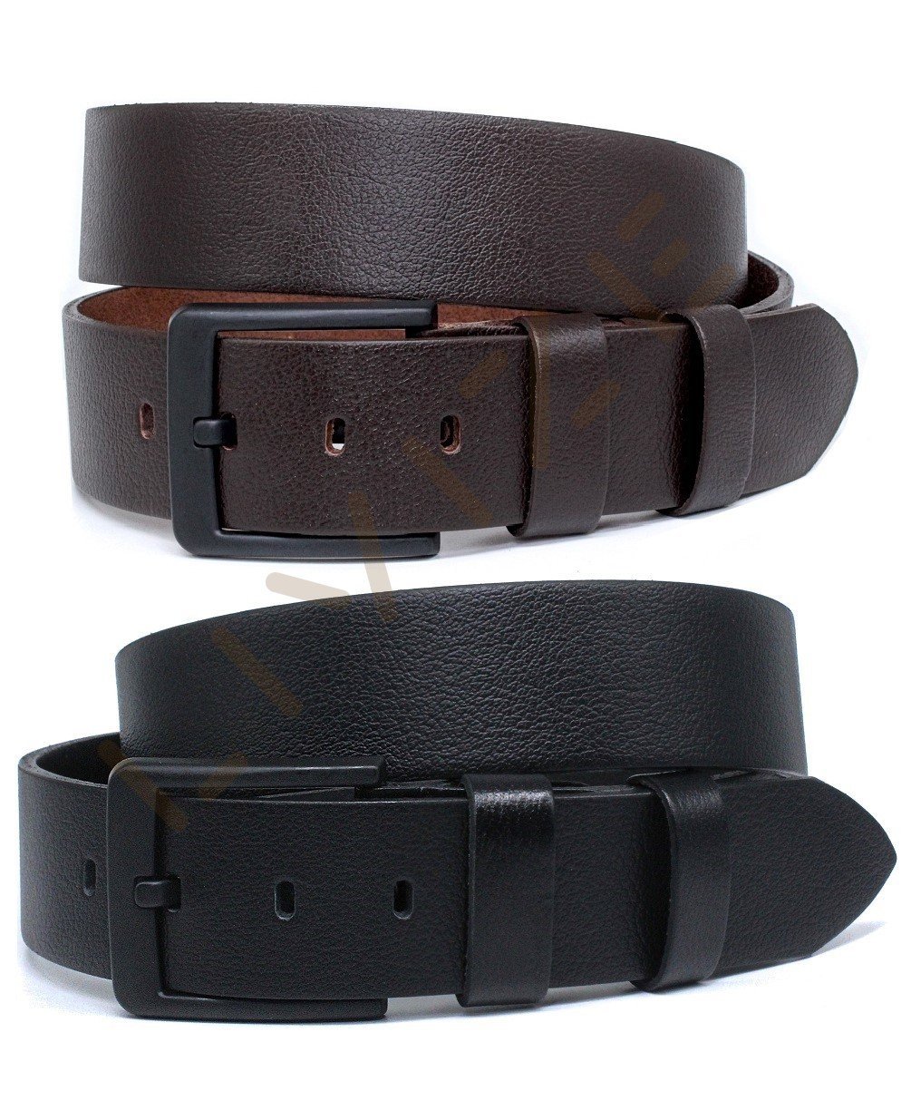 2'Li Hakiki Deri Siyah Tokalı 4,5cm Siyah/Kahverengi Kot Kemeri