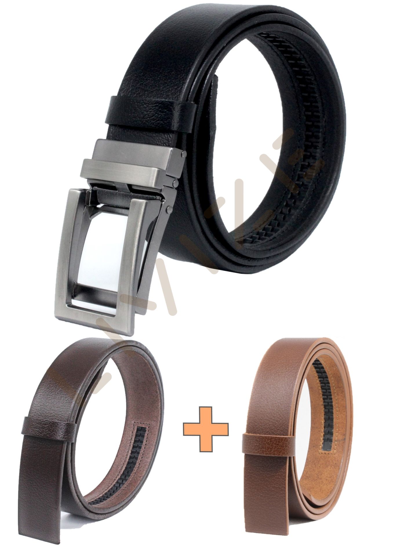 3'lü Hakiki Deri Otomatik U Krom Tokalı 3,5cm Erkek Kemeri